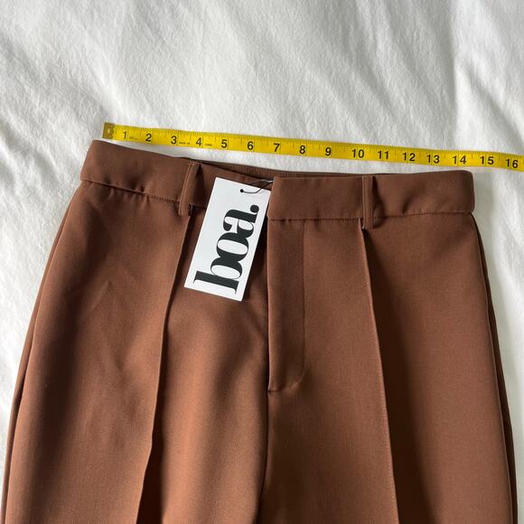 Because of Alice BOA NWT Wide Leg Suit Trouser Pants in Chocolate Brown Large - Picture 8 of 15